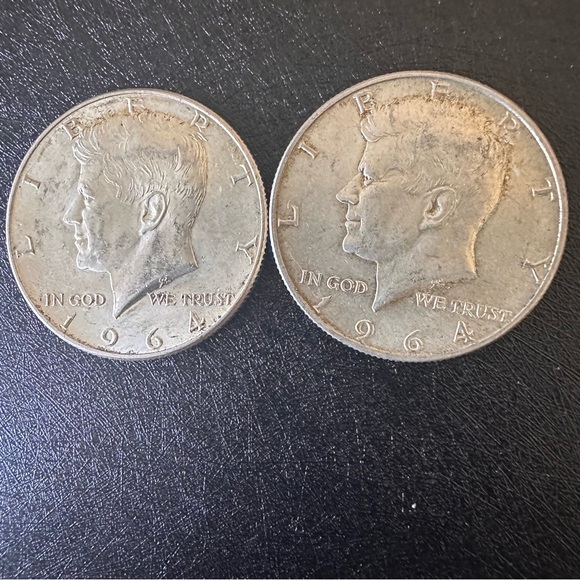 1964 Kennedy Half Dollar Silver Coins Lot of 2 – 90% Silver Bullion - Picture 3 of 9
